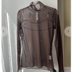 Eliza Faulkner Mesh Turtleneck, Chocolate (M)